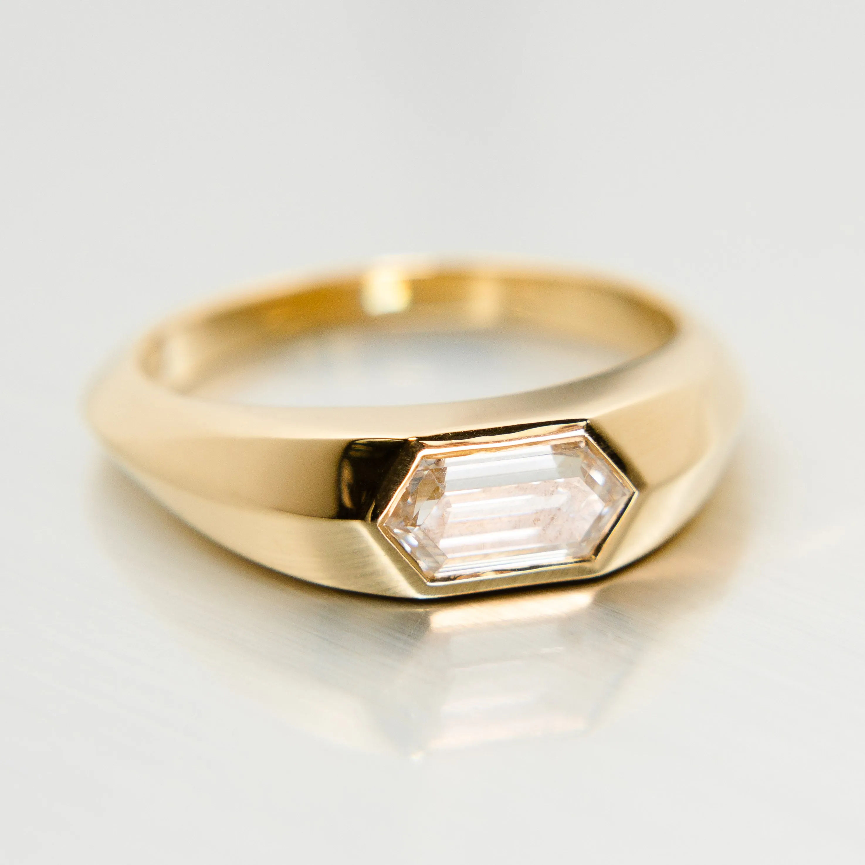 Hexagon Diamond Engagement Ring in 18k Yellow Gold