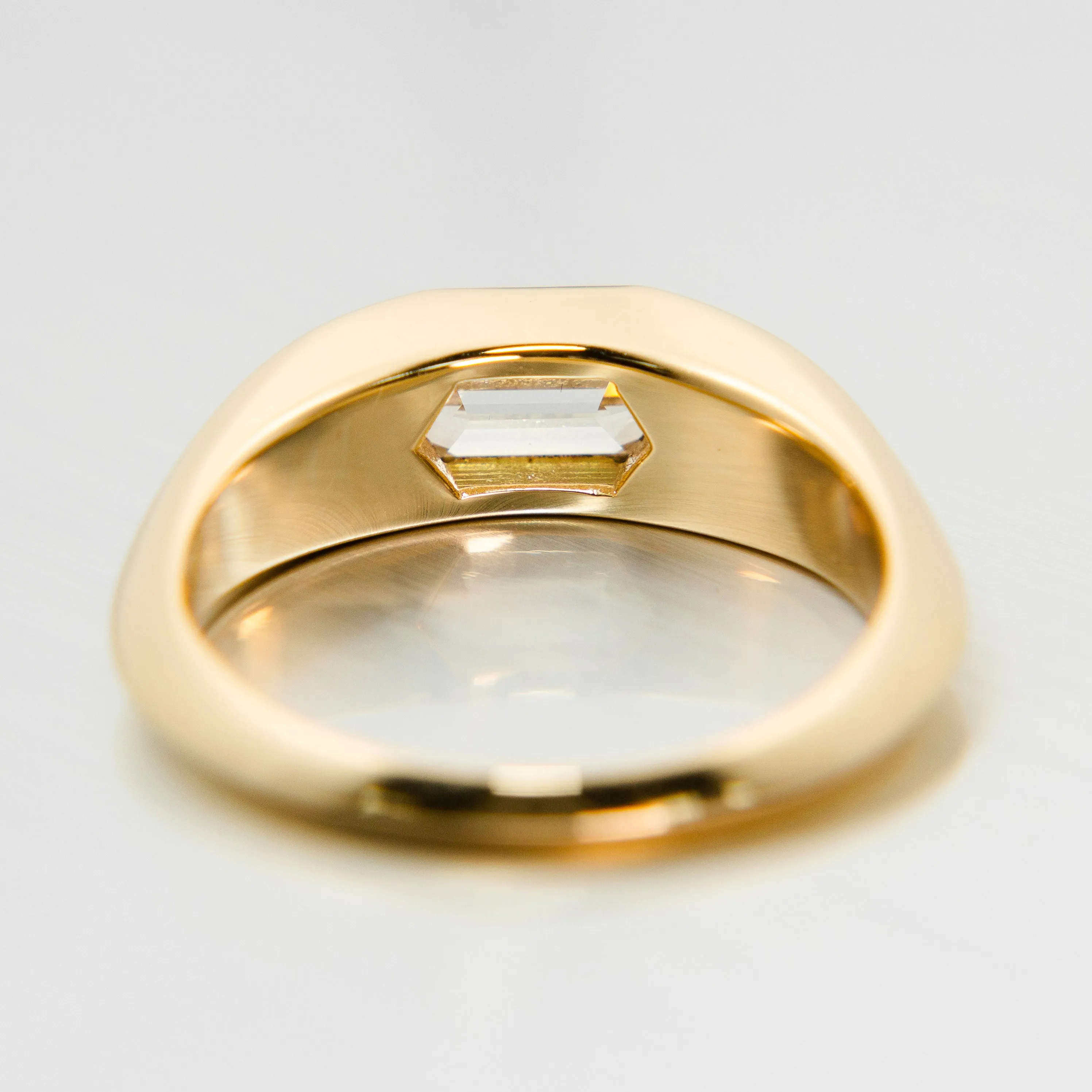 Hexagon Diamond Engagement Ring in 18k Yellow Gold