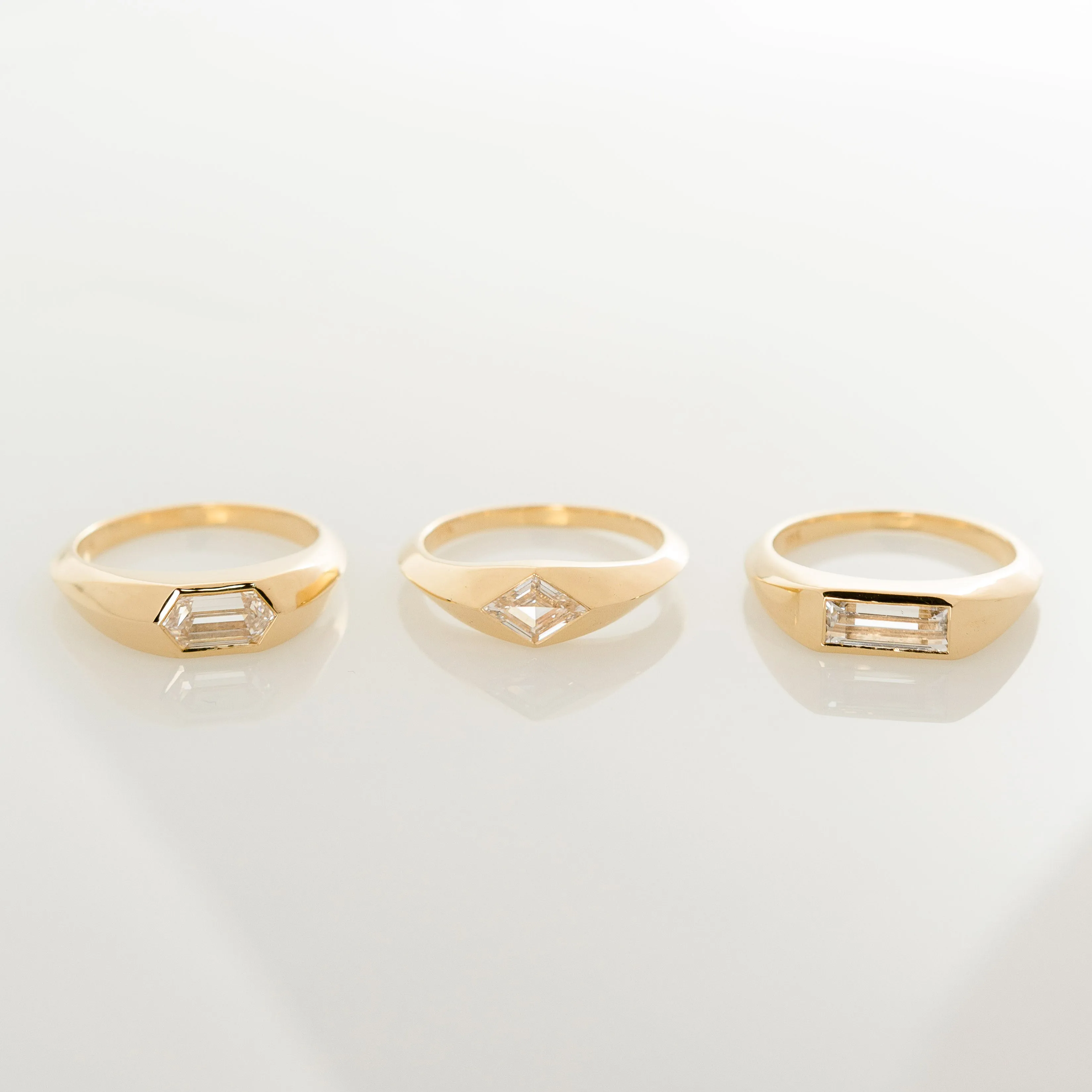 Hexagon Diamond Engagement Ring in 18k Yellow Gold