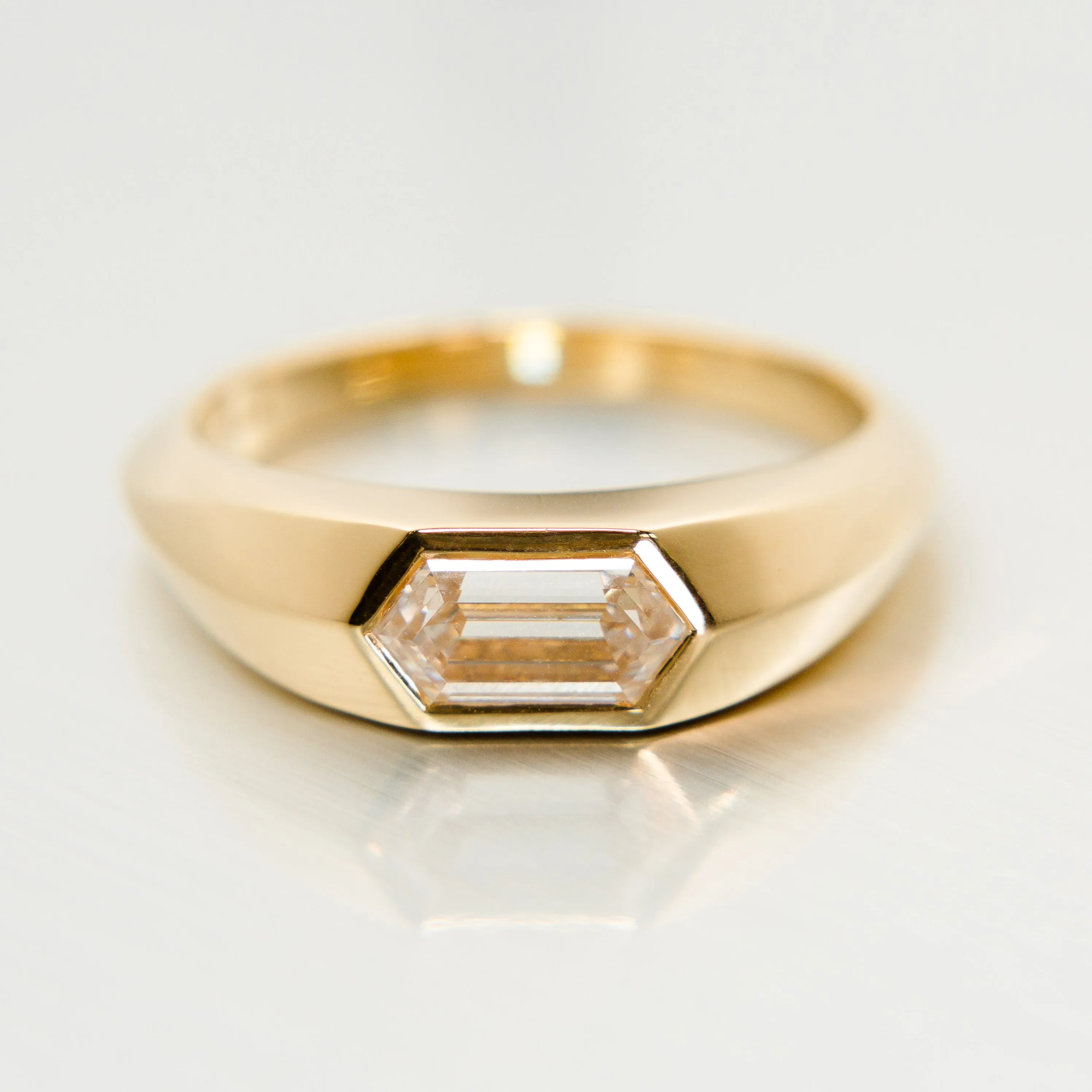 Hexagon Diamond Engagement Ring in 18k Yellow Gold