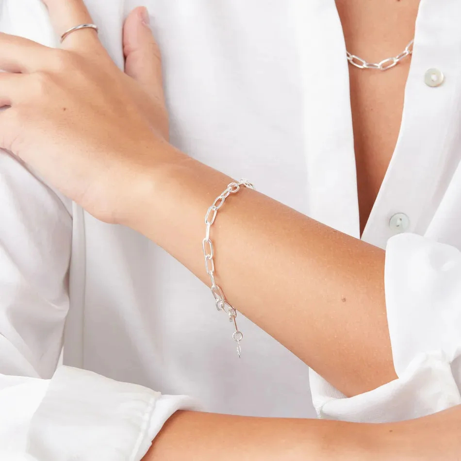 Hillberg & Berk Sterling Silver or Gold Plated Emily Paperclip Chain Bracelet
