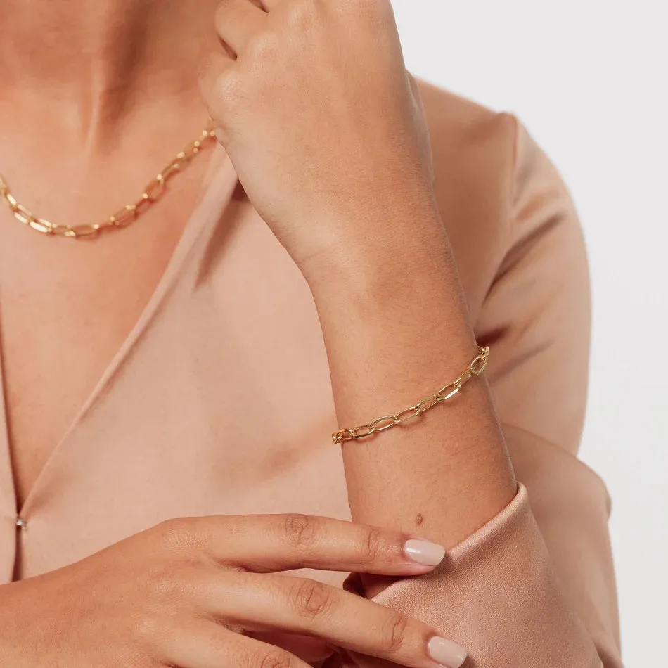 Hillberg & Berk Sterling Silver or Gold Plated Emily Paperclip Chain Bracelet