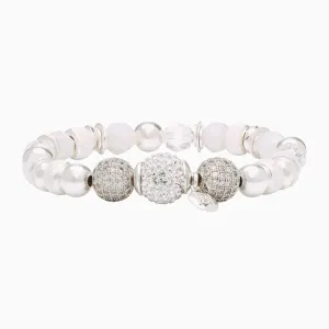 Hillberg & Berk Sterling Silver White Sparkle Ball Luxe Bracelet