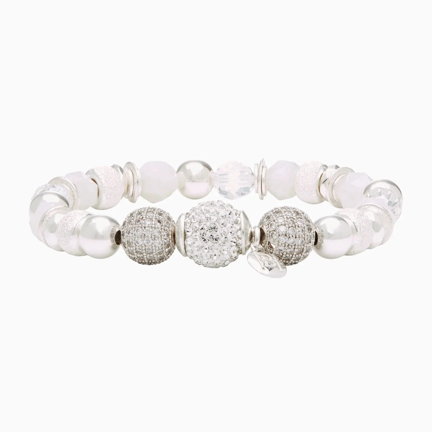 Hillberg & Berk Sterling Silver White Sparkle Ball Luxe Bracelet
