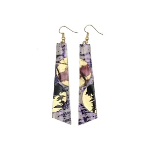 Hoop-La Batik Textile Earrings in Purple/Red/Black/Gold