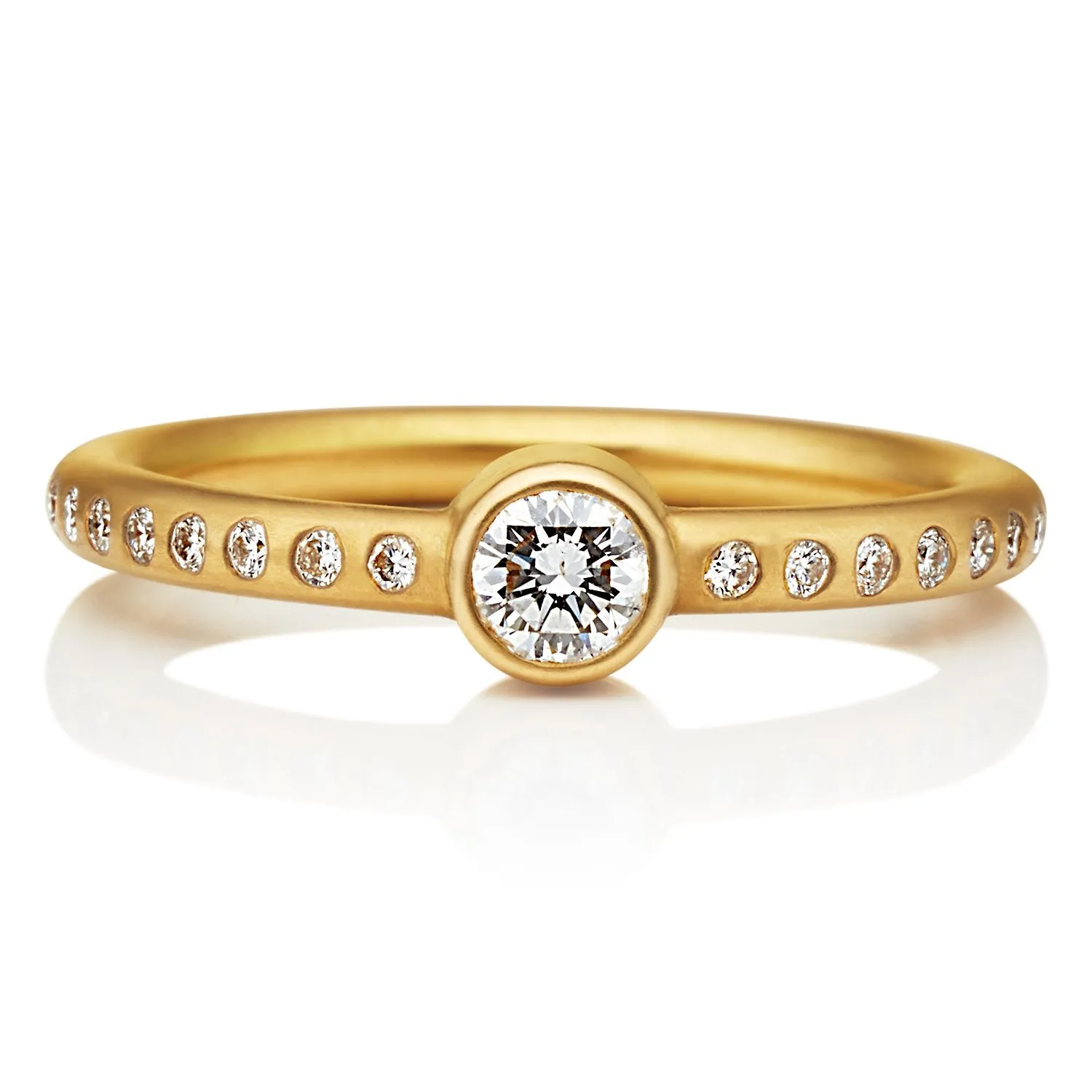 Hoopstock Round Diamond Ring in 20K Peach Gold