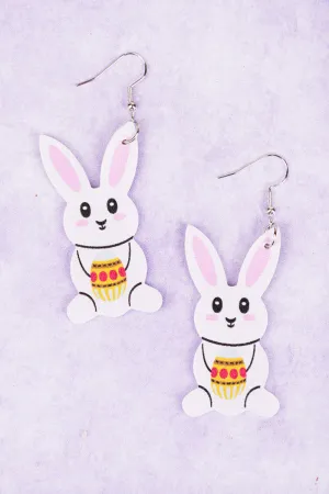 Hopping Into Easter Silvertone Earrings
