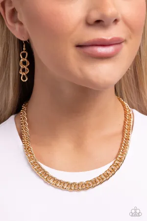 Industrial Ideology - Gold - High Sheen Link Paparazzi Short Necklace