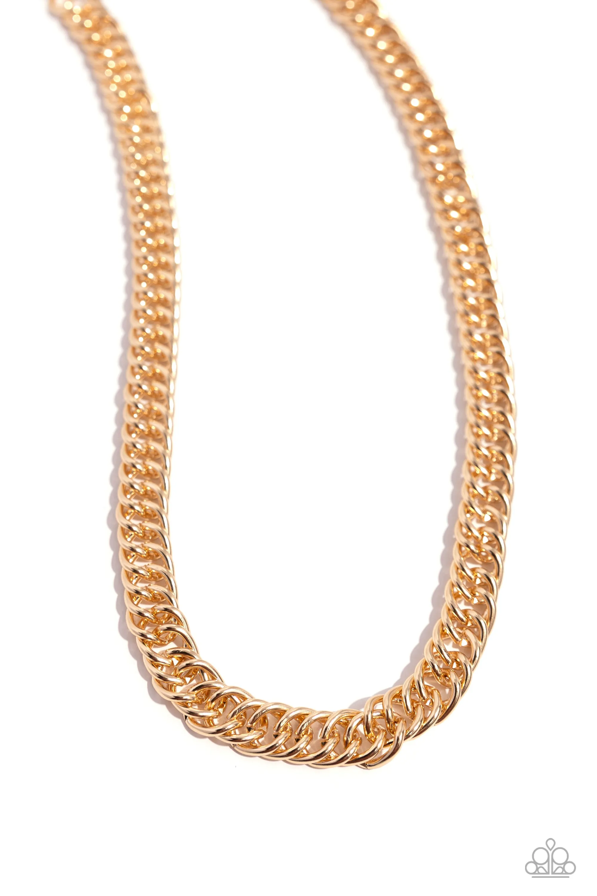 Industrial Ideology - Gold - High Sheen Link Paparazzi Short Necklace