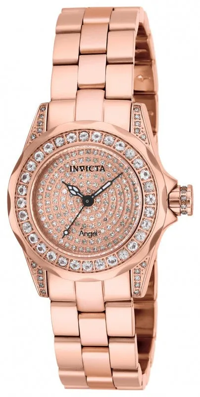 Invicta Women's 14495 Angel Morganite Accents Diamond Pave Stainless Steel Watch