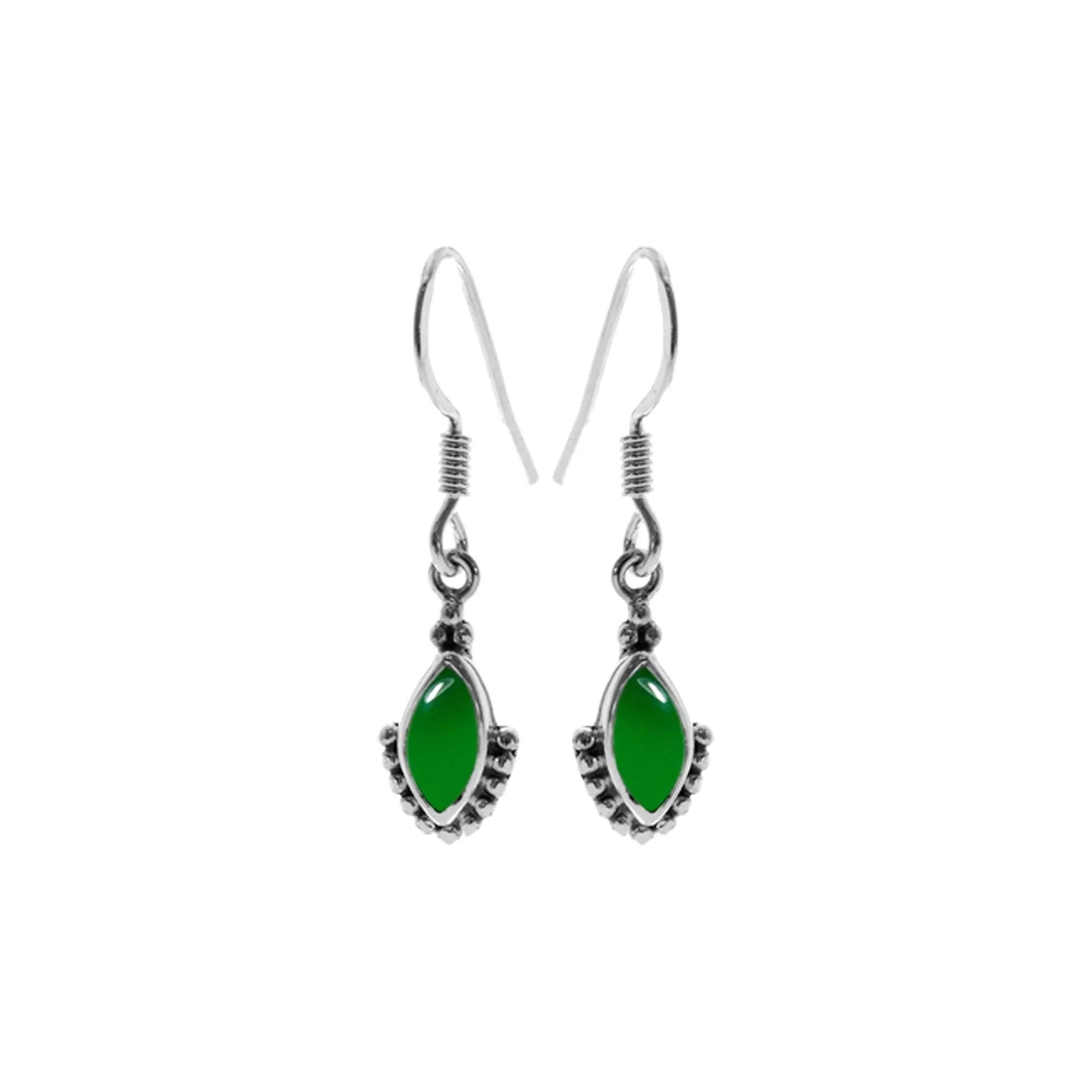 Isla marquis green agate earrings