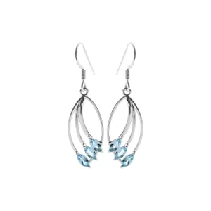Ivy triple curve blue topaz earrings