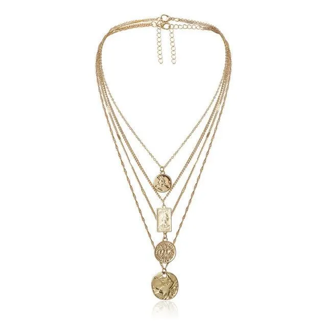 Jewelry Set Big Coin Pendant Chunky Chain Necklace for Women Neck Choker Luxury Jewelry Gift For Girls In Cool Style