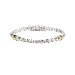 Keith Jack Sterling Silver and 18K Yellow Gold Dragon Weave Eternity Bracelet
