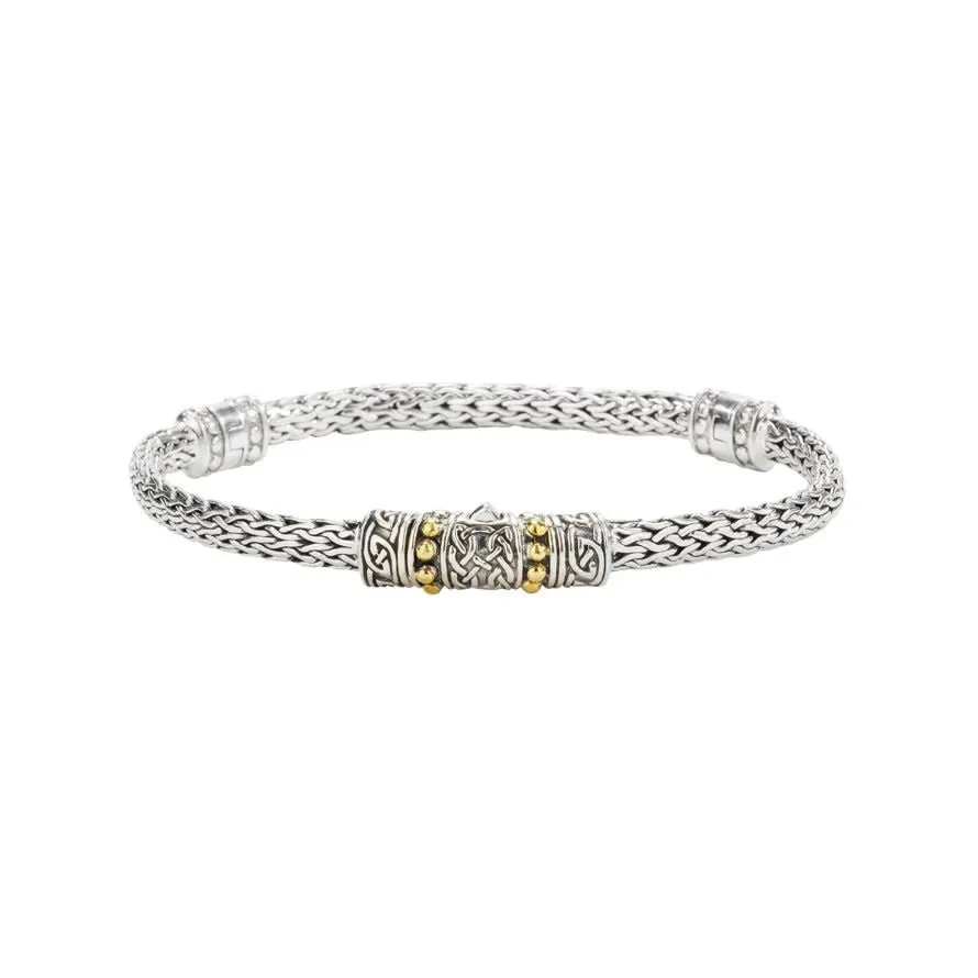 Keith Jack Sterling Silver and 18K Yellow Gold Dragon Weave Eternity Bracelet