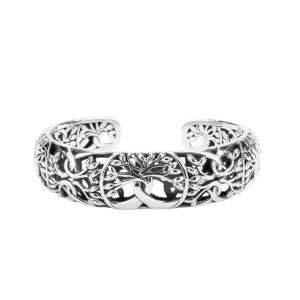 Keith Jack Tree of Life Sterling Silver Bangle Bracelet