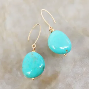 Kingman Turquoise Long Earring in Gold
