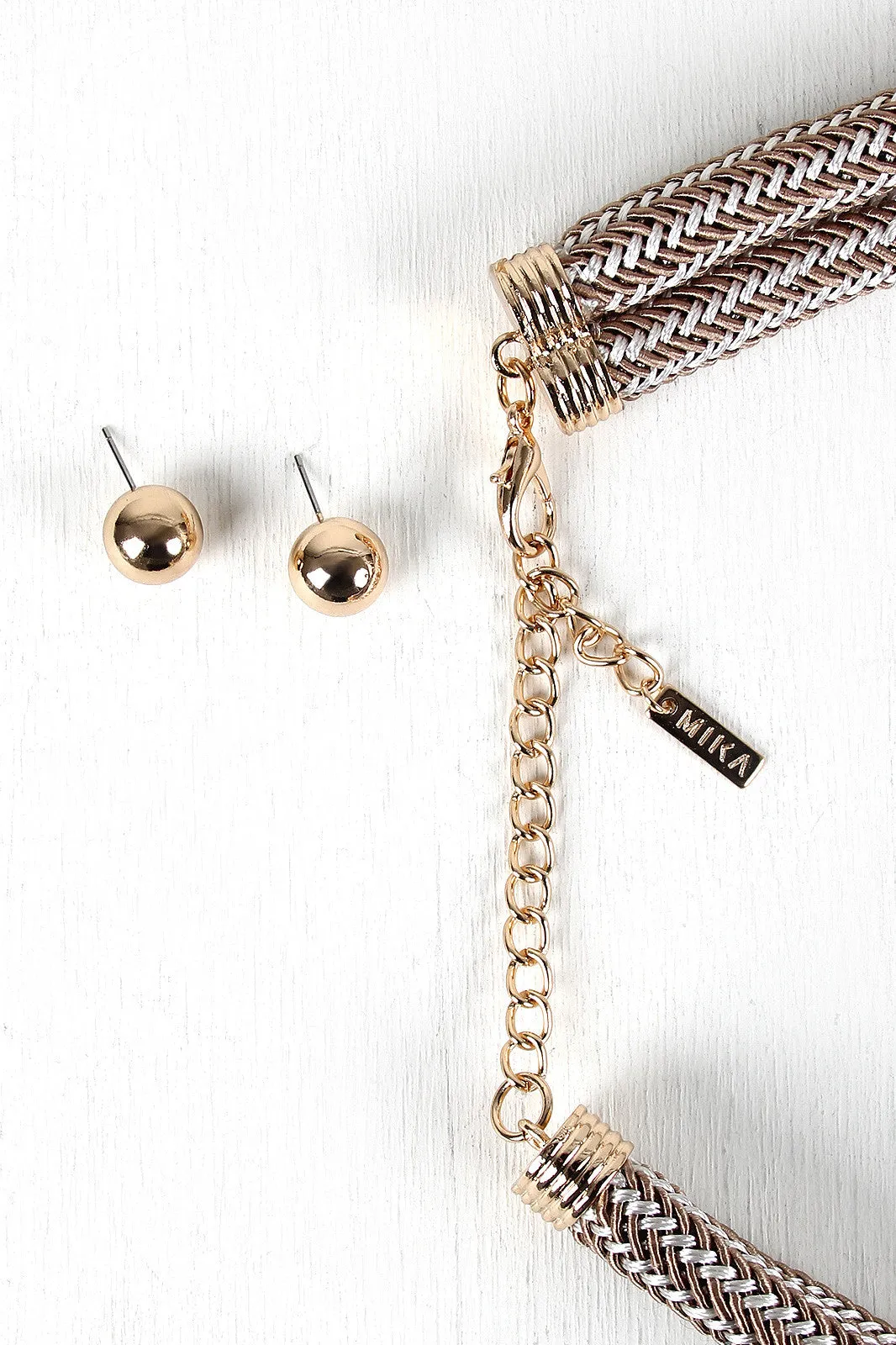 Knotted Ball Chain Paracord Statement Necklace