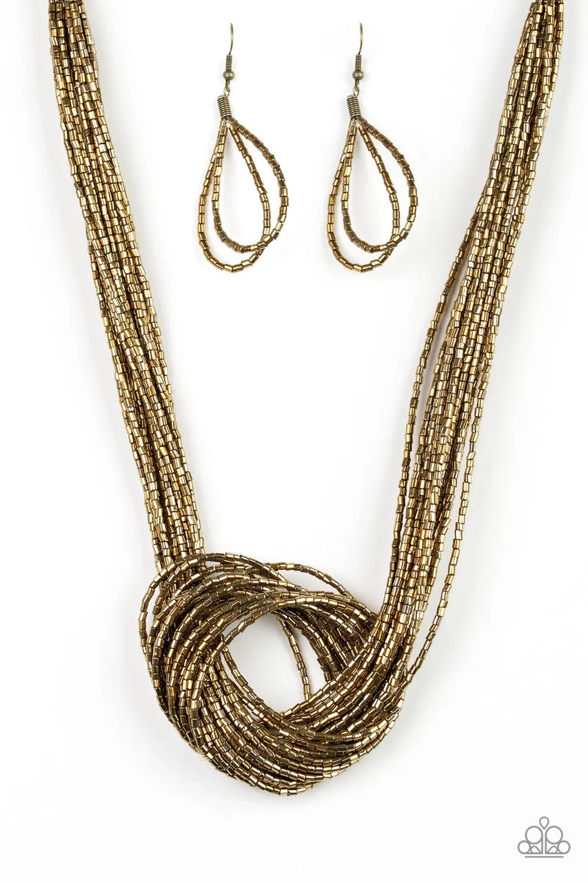 Knotted Knockout Brass Paparazzi Necklace