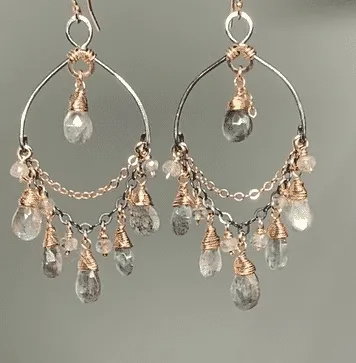 Labradorite Mixed Metal Boho Chandelier Hoop Earrings