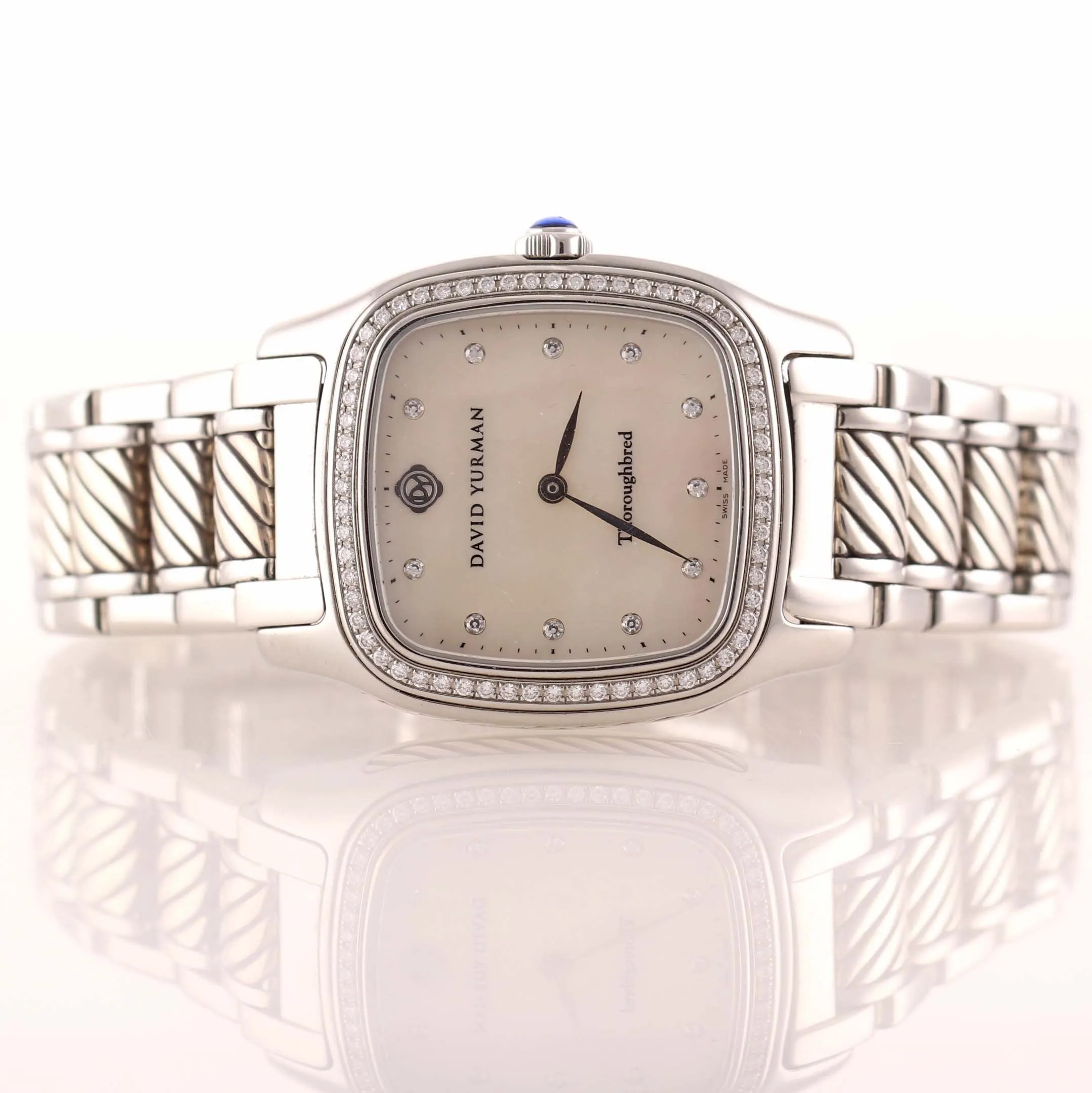 Ladies David Yurman Steel Thoroughbred MOP Quartz 32mm Watch T303-SST