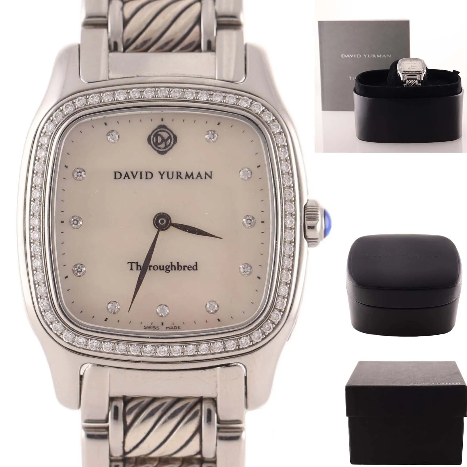 Ladies David Yurman Steel Thoroughbred MOP Quartz 32mm Watch T303-SST