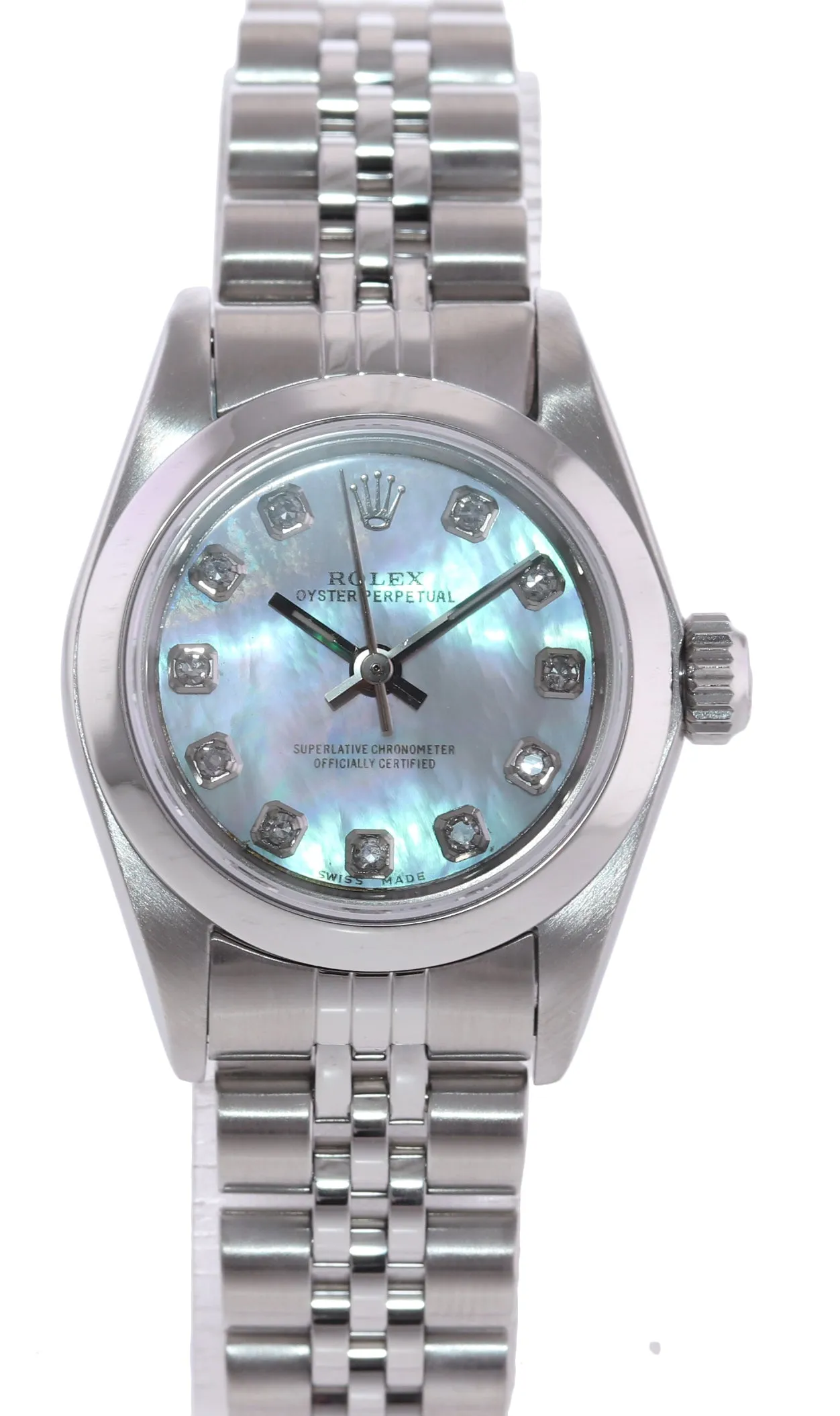 Ladies Rolex Oyster Perpetual 67230 MOP Diamond Steel Jubilee Watch Box