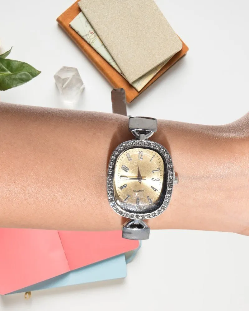 Ladies Studded Oval Watch