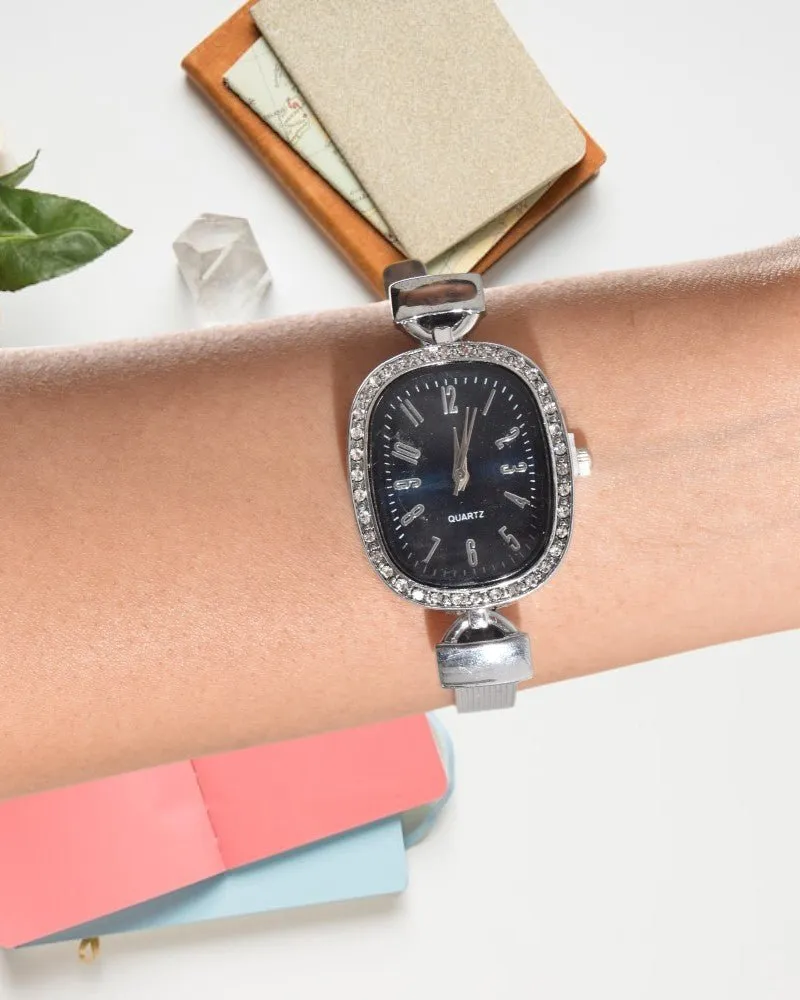 Ladies Studded Oval Watch