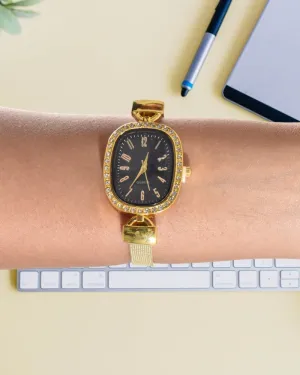 Ladies Studded Oval Watch