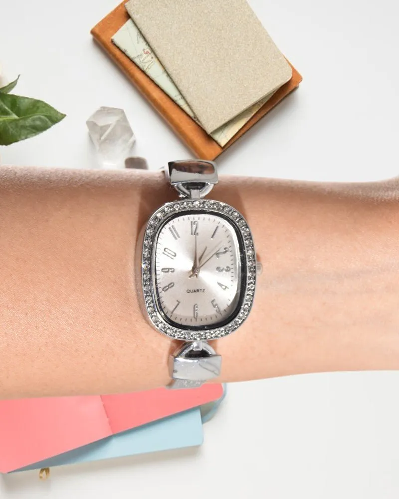Ladies Studded Oval Watch
