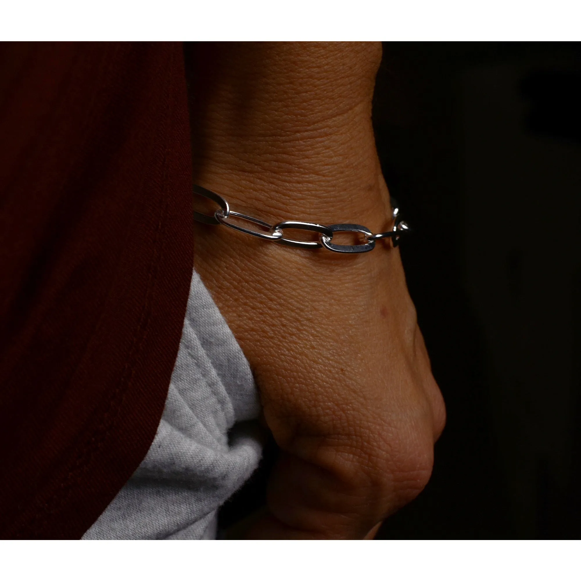 Large Link Paper Clip Chain Bracelet