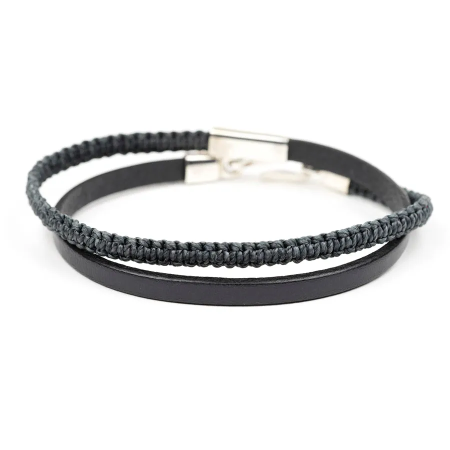 Leather and Macrame Double Wrap