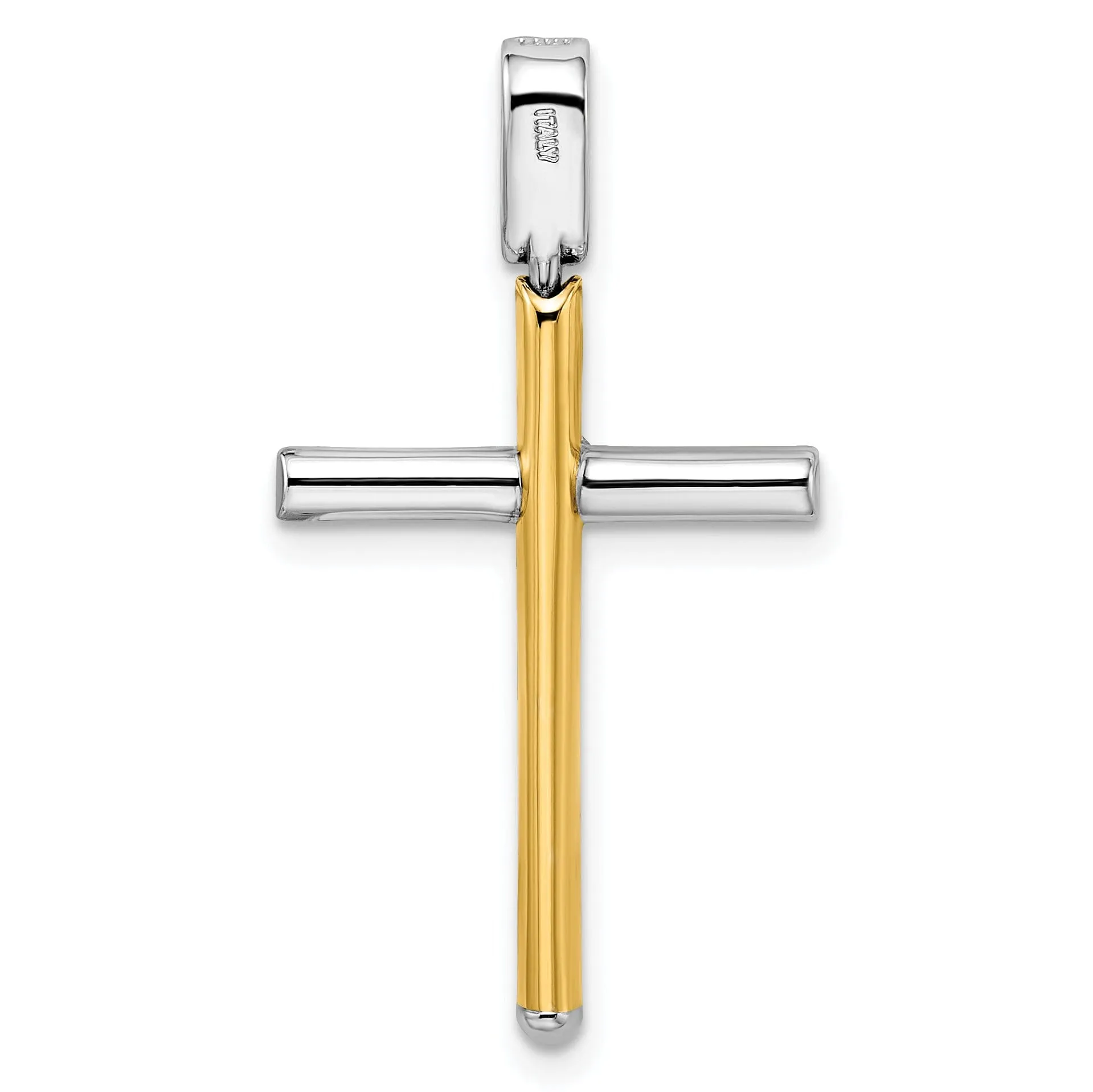 Leslie 14k Two Tone Gold Polished Cross Pendant