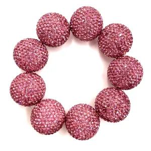 Light Pink Crystal Sphere Stretch Statement Bracelet