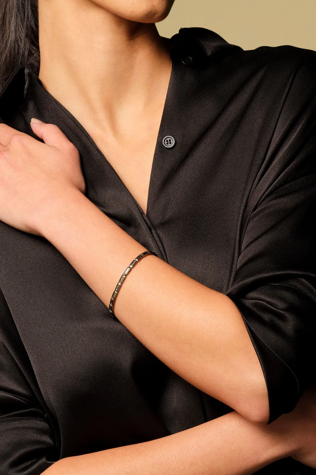 Linear Baguette Tile Bracelet - Pyrite