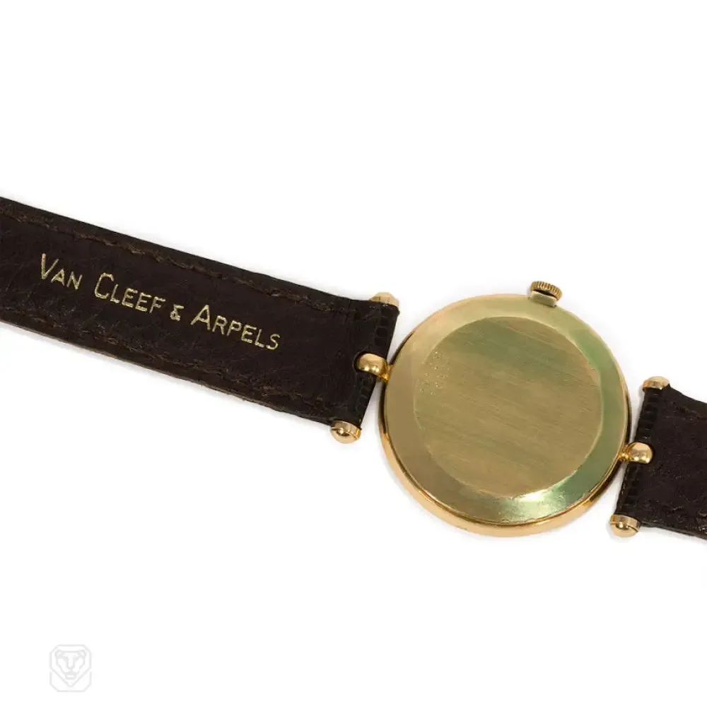 Logo patterned gold wrist watch, Van Cleef & Arpels