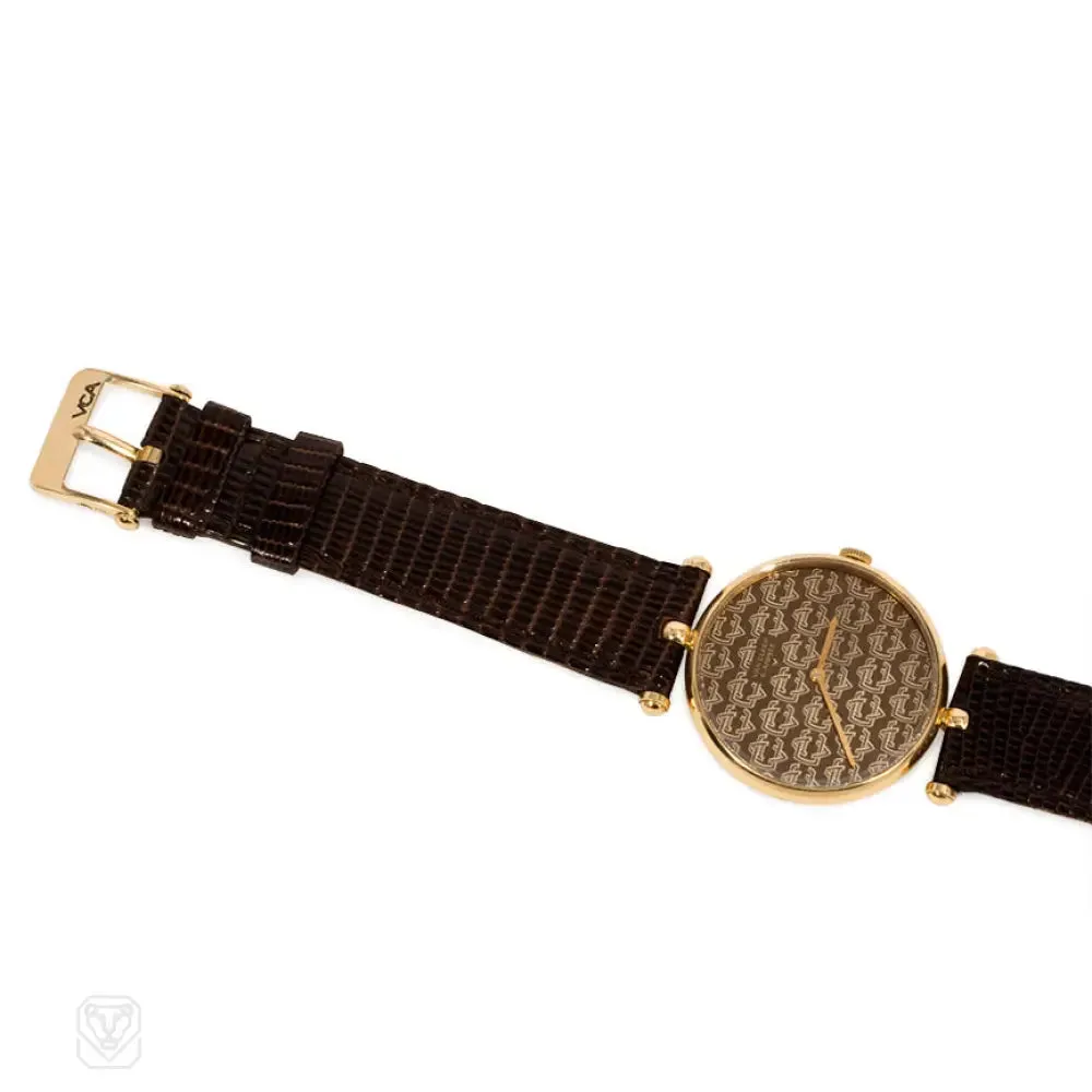 Logo patterned gold wrist watch, Van Cleef & Arpels