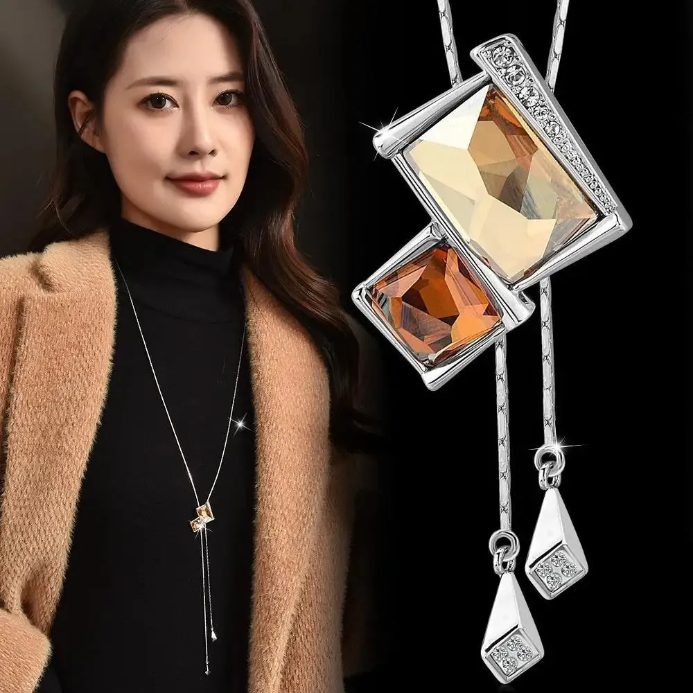 Long Necklaces Pendants Women Geometric Statement Maxi Fashion Crystal Jewelry
