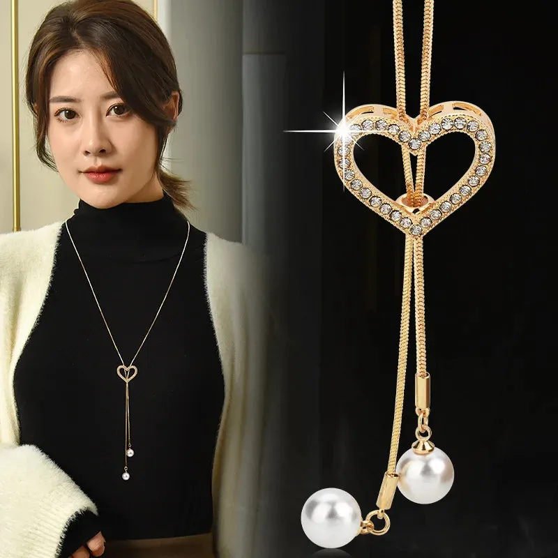 Long Necklaces Pendants Women Geometric Statement Maxi Fashion Crystal Jewelry