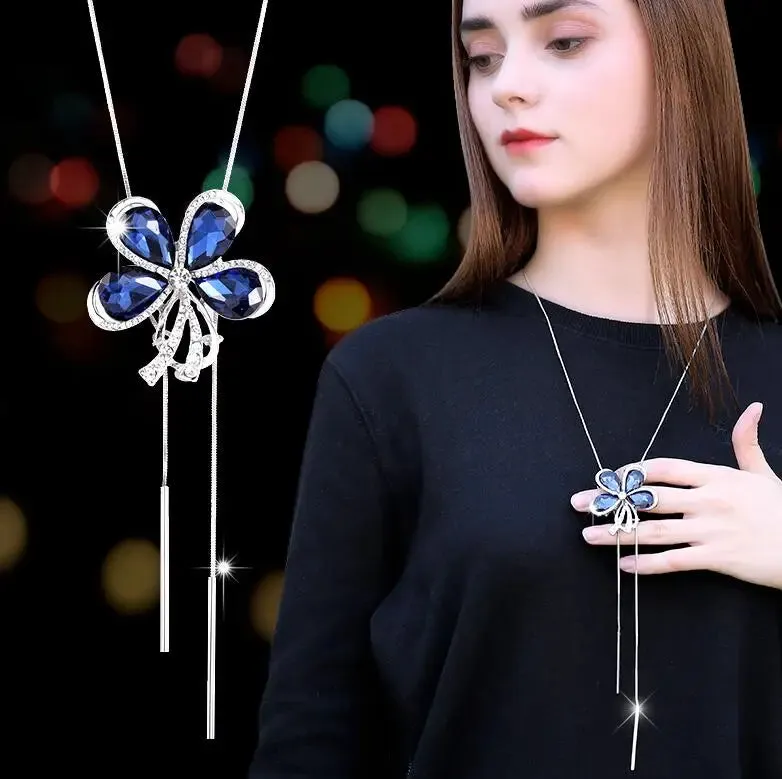 Long Necklaces Pendants Women Geometric Statement Maxi Fashion Crystal Jewelry