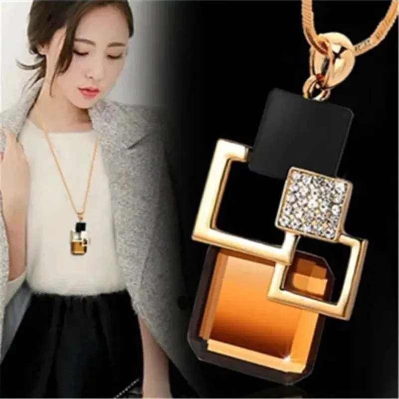 Long Necklaces Pendants Women Geometric Statement Maxi Fashion Crystal Jewelry