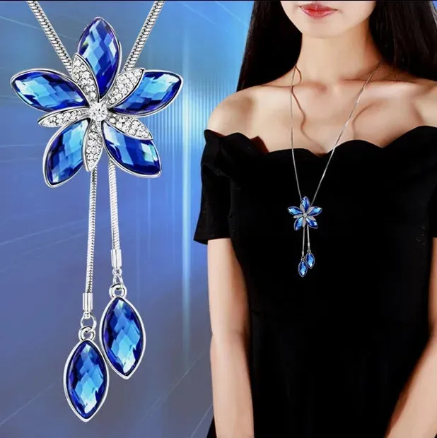 Long Necklaces Pendants Women Geometric Statement Maxi Fashion Crystal Jewelry