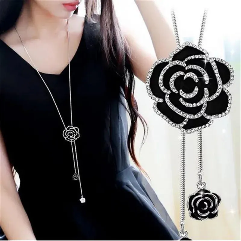 Long Necklaces Pendants Women Geometric Statement Maxi Fashion Crystal Jewelry