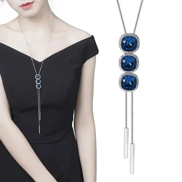 Long Necklaces Pendants Women Geometric Statement Maxi Fashion Crystal Jewelry