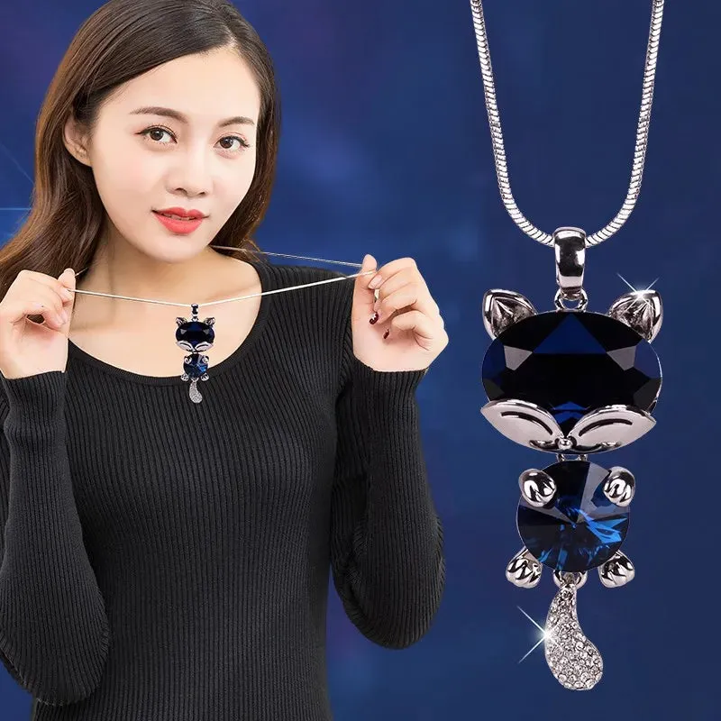 Long Necklaces Pendants Women Geometric Statement Maxi Fashion Crystal Jewelry