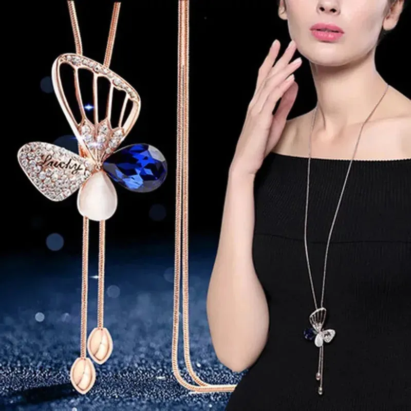 Long Necklaces Pendants Women Geometric Statement Maxi Fashion Crystal Jewelry