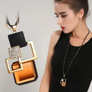 Long Necklaces Pendants Women Geometric Statement Maxi Fashion Crystal Jewelry