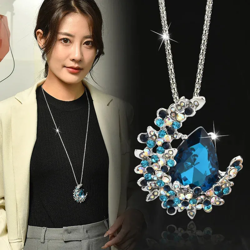 Long Necklaces Pendants Women Geometric Statement Maxi Fashion Crystal Jewelry