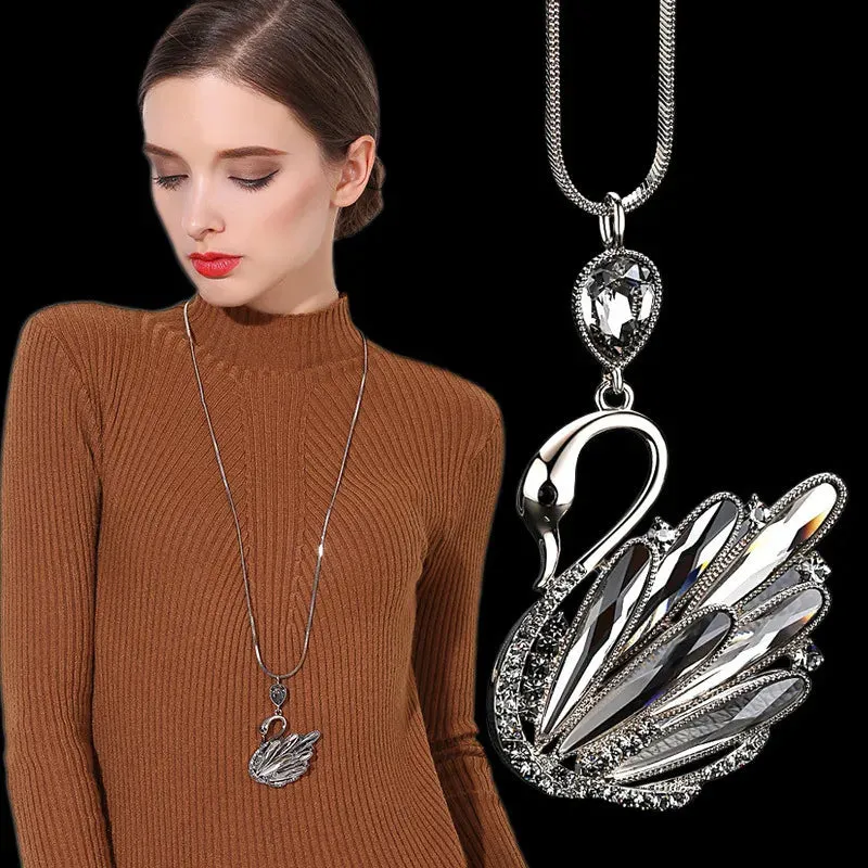 Long Necklaces Pendants Women Geometric Statement Maxi Fashion Crystal Jewelry